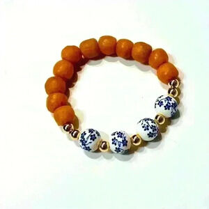 Handmade African Sea Glass Bracelet w/ 14k Gold-Filled & Glass Beads